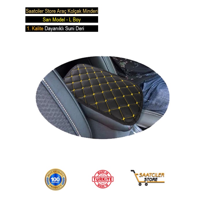 Renault Oto Modellerine Uygun Kolçak Örtüsü Capitone Süngerli Sarı Nakışlı