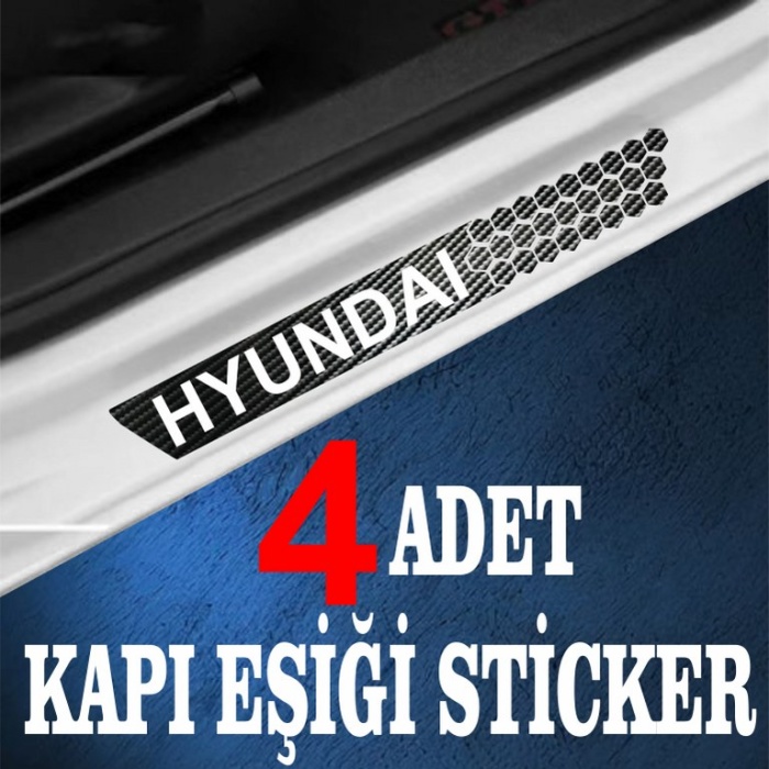 Hyundai uyumlu  özel Oto Kapı eşikleri Sticker Karbon 4 Adet