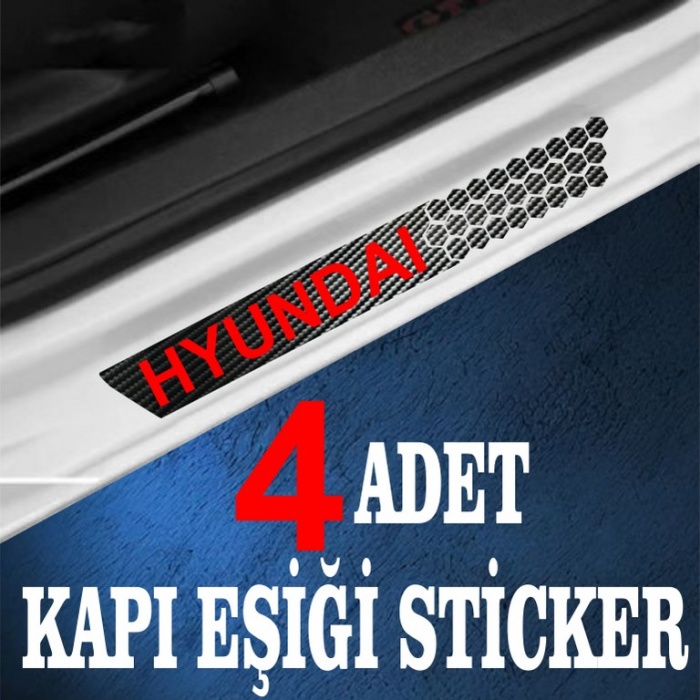 Hyundai uyumlu  özel Oto Kapı eşikleri Sticker Karbon 4 Adet