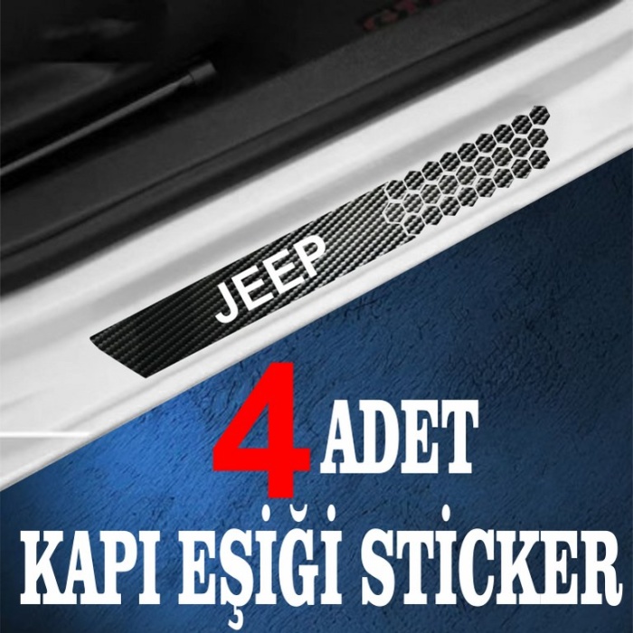 Jeep özel Oto Kapı eşikleri Sticker Karbon 4 Adet
