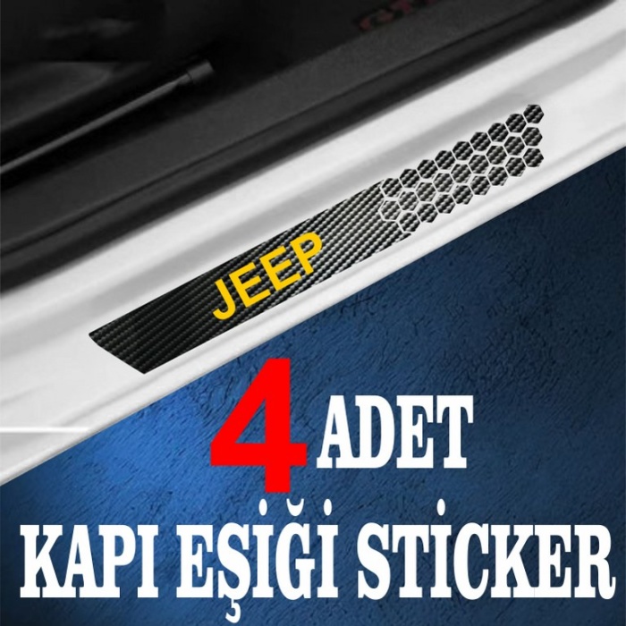Jeep özel Oto Kapı eşikleri Sticker Karbon 4 Adet