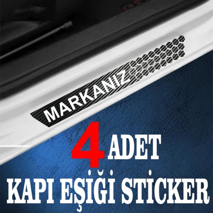 Markanız özel Oto Kapı eşikleri Sticker Karbon 4 Adet
