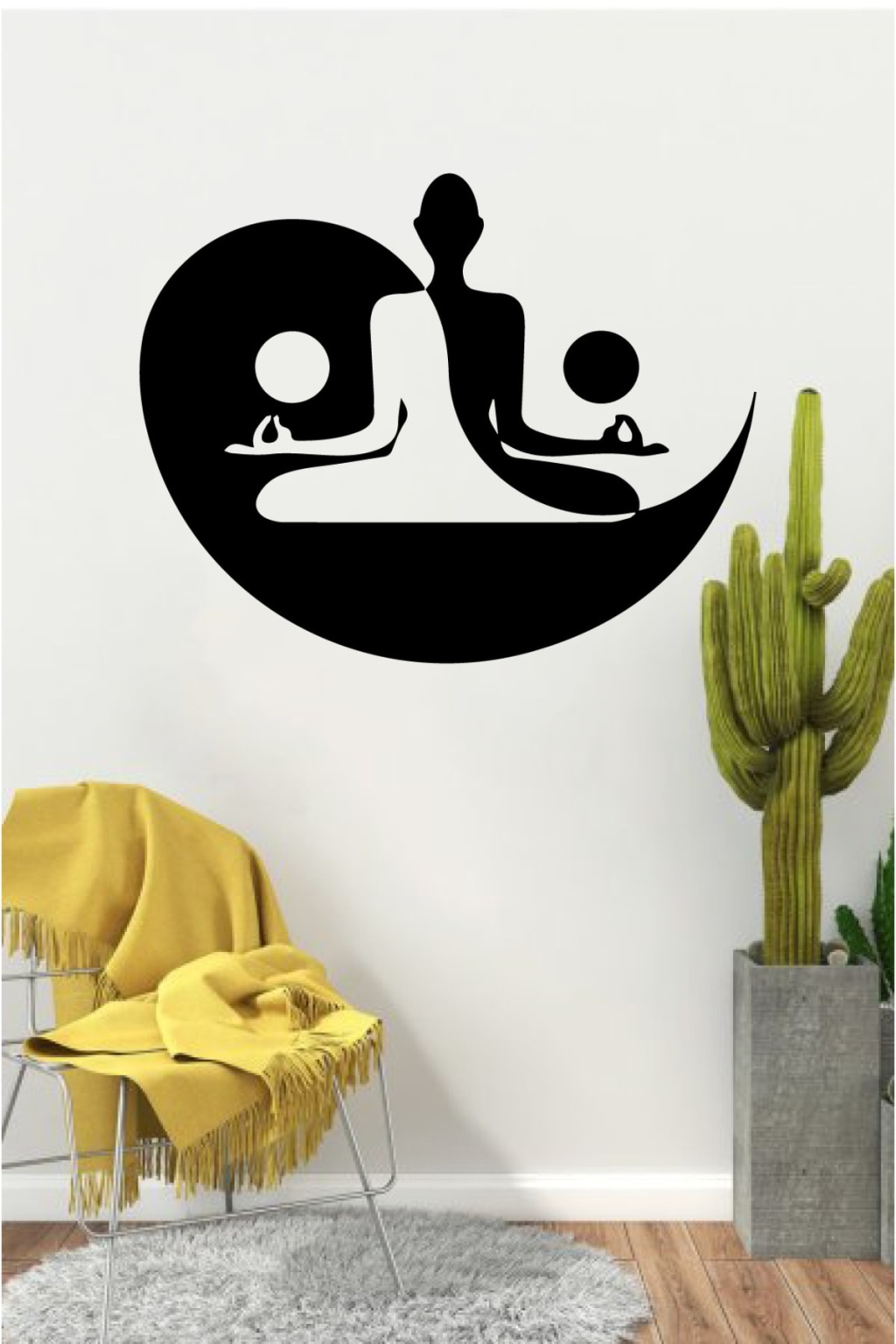 Yoga Yapan Kız Yoga Köşesi Duvar Sticker Yapıştırma (Su Ve Nemden