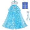Frozen Elsa Pelerin Taç Asa ve Eldiven Seti 80 cm