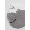Bistyle 2Li Sneakers Smile Penye Çorap BS20106 Gri Ekru