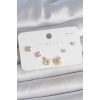 Pirinç Gold Renk Zirkon Taşlı Kuğu Model 925 Ayar Gümüş Çivi Kadın Küpe Seti - TJ-BKP10480