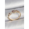 Pirinç Gold Renk Pembe Damla Zirkon Taşlı Ayarlanabilir Kadın Yüzük - TJ-BYK3735