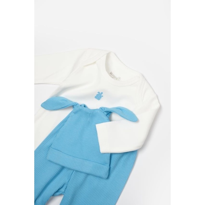 Bibaby Biorganic Bunny 3Lü Bebek Takım 73326 Mavi