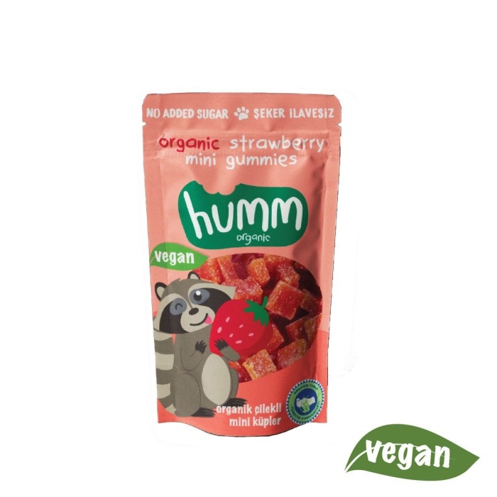 Humm Organik Çilekli Vegan Mini Küpler 30gr