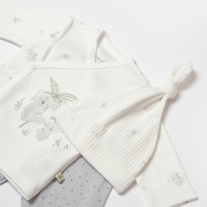 Bibaby Biorganic Koala Jungle 3Lü Bebek Takım 73315 Gri