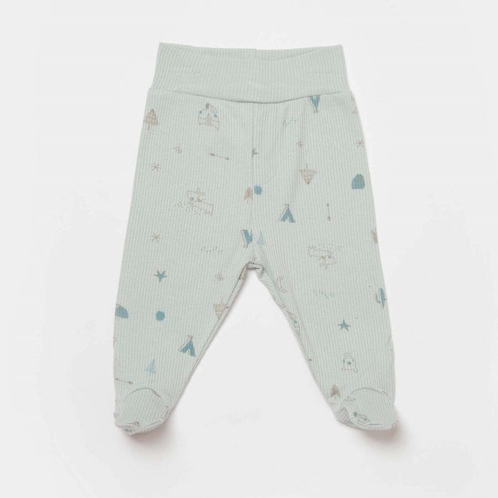 Bibaby Biorganic Modal Happy Forest Patikli Pantolon 57891 Bej-Mint