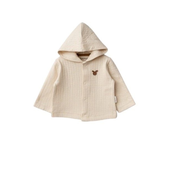 Bebitof Kapüşonlu Bebek Hırka 80153 Açık Bej