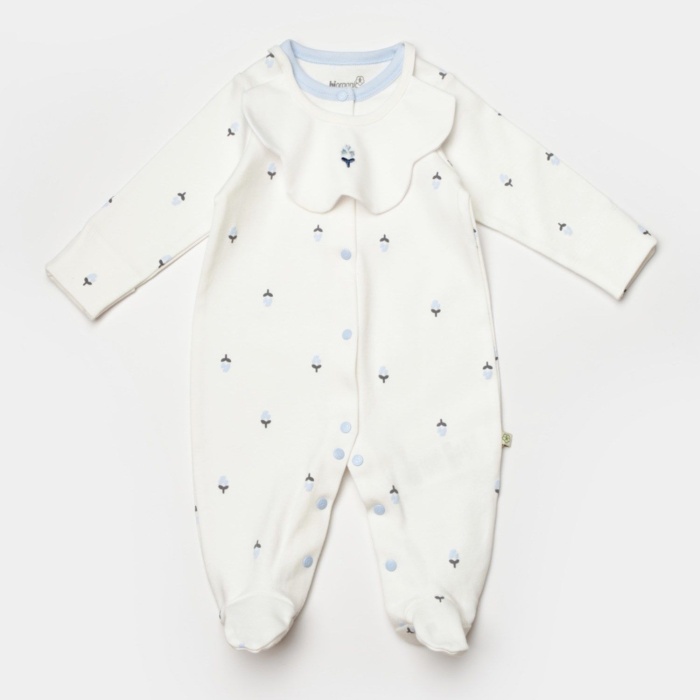 Bibaby Biorganic Love Floral Bebek Tulum 60791 Ekru Lila