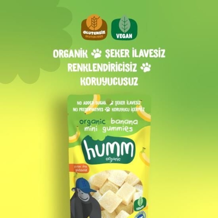 Humm Organik Muzlu Glutensiz Vegan Mini Küpler 30gr