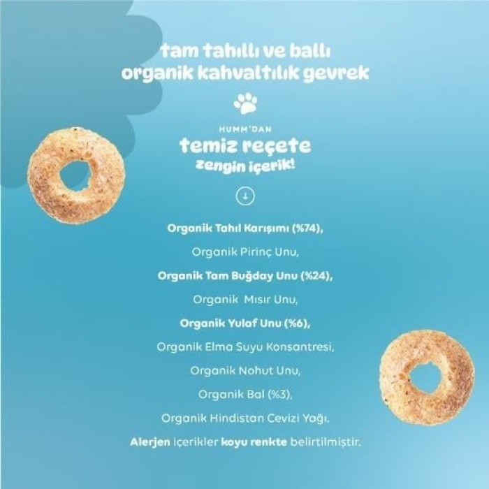 Humm Organik Tam Tahıllı ve Ballı Kahvaltılık Gevrek 80gr