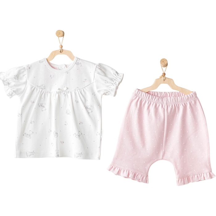 Andywawa AC25631 Cuddly Bunny Bear 2Li Bebe Takım Pink