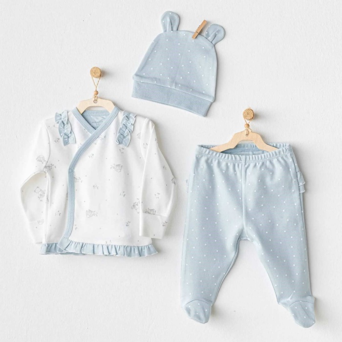 Andywawa AC25646 Cuddly Bunny Bear 3Lü Zıbın Set Blue