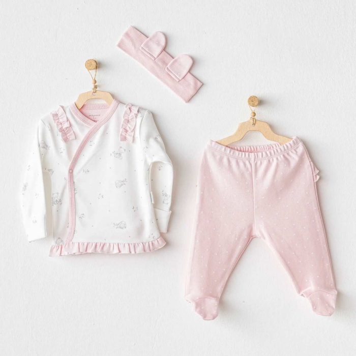 Andywawa AC25647 Cuddly Bunny Bear 3Lü Zıbın Set Pink