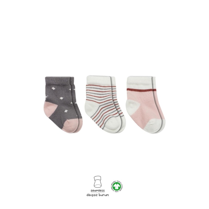 Bistyle 3Lü Penye Kız Soket Çorap BS10112 Gri