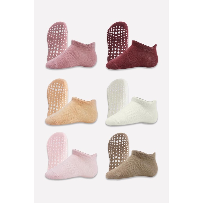 Bistyle 6Lı Sneakers Kaymaz Penye Çorap BS20102 Gül Kurusu