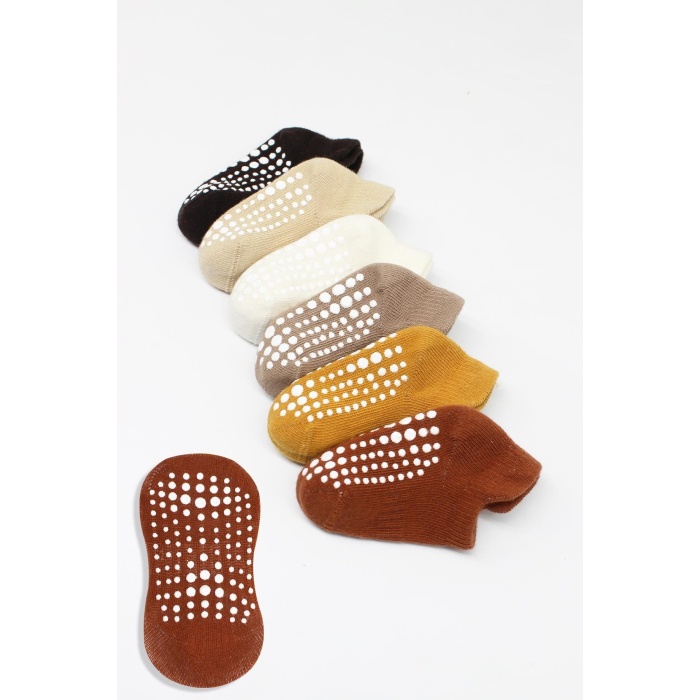 Bistyle 6Lı Sneakers Kaymaz Penye Çorap BS20102 Toprak