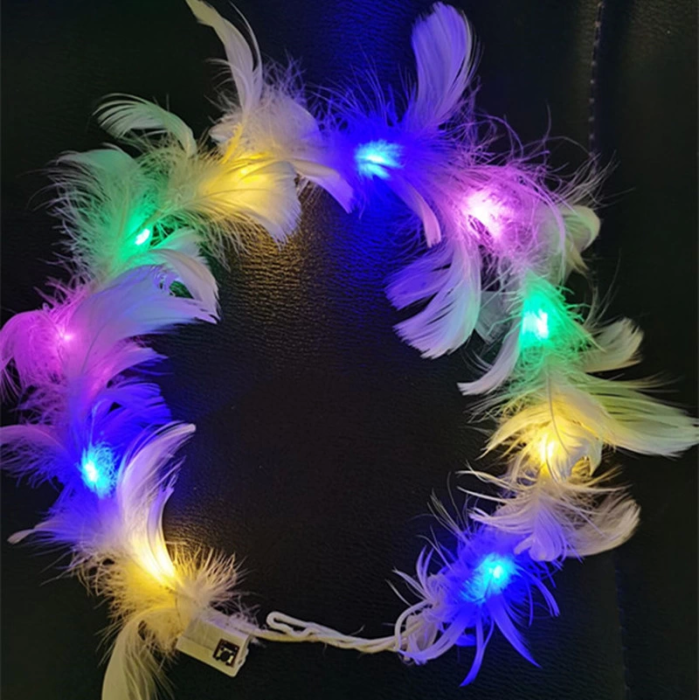 Led Işıklı Rengarenk Yanan 3 Fonksiyonlu Otrişli Parti Tacı Renkli 12x12 Cm