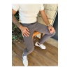 Erkek Jogger Pantolon Füme Italyan Kesim Beli Kemerli Lastikli Bağcıklı Yüksek Kaliteli