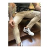 Erkek Jogger Pantolon Bej Beli Kemerli ,yarım Lastikli Bağcıklı Yüksek Kalite Joger