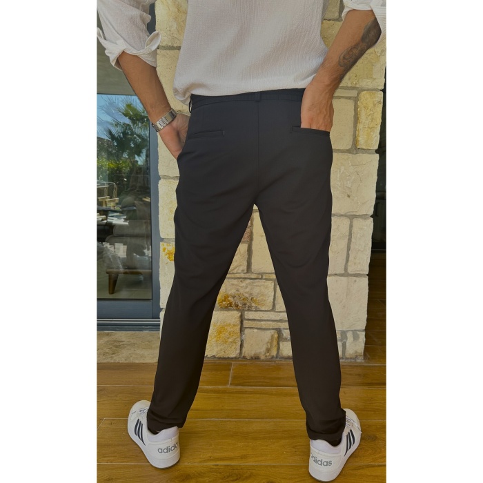 Erkek Jogger Pantolon Siyah Italyan Kesim,beli Kemerli Lastikli Bağcıklı Yüksek Kaliteli