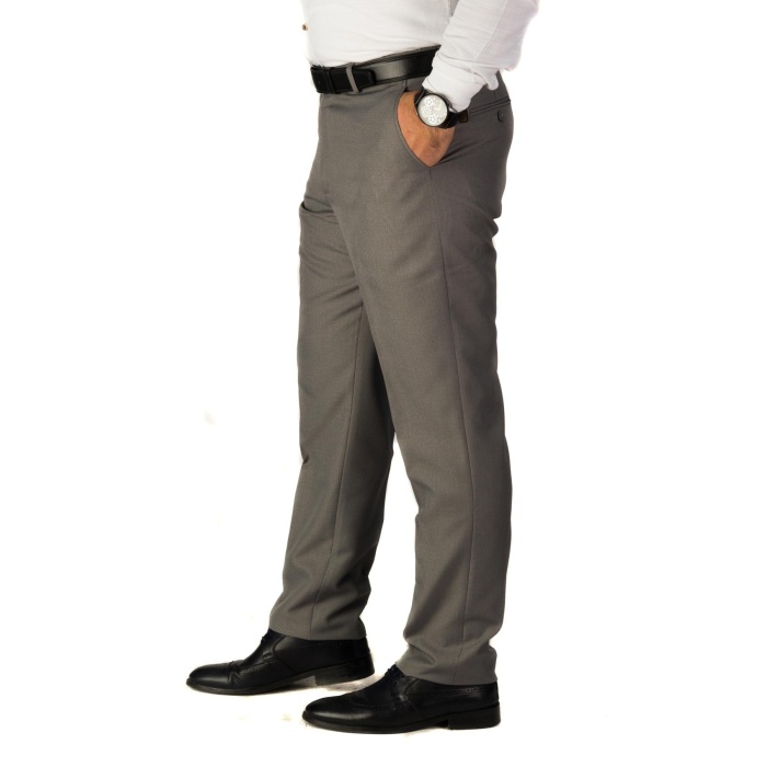 Erkek Gri Regulerfit Flamefek Kumaş Pantolon