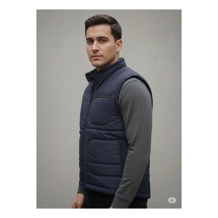 Erkek İçi Polarlı Lacivert Yelek ,Su Geçirmez 4 Cepli Yelek