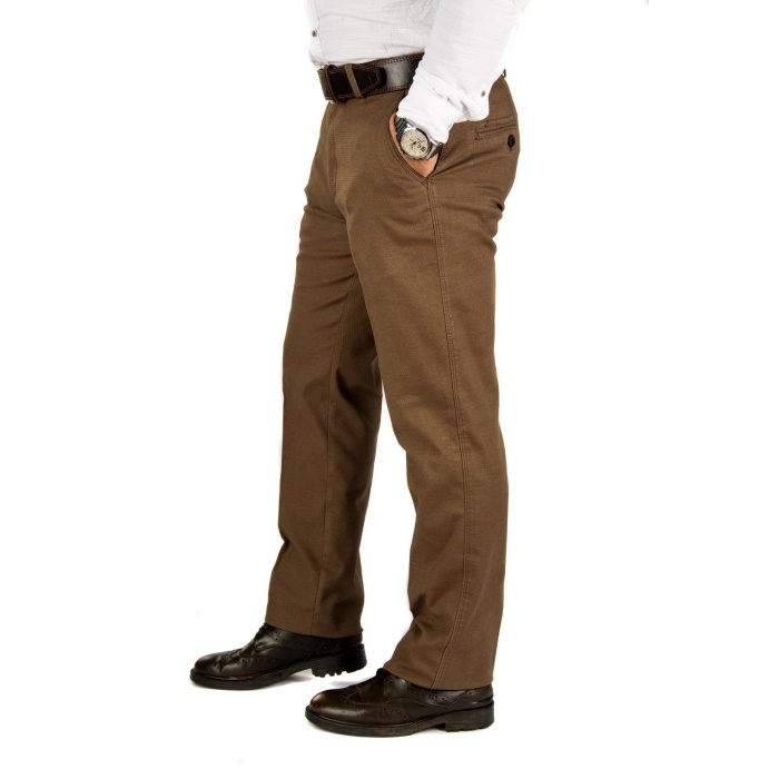 Erkek Kışlık Kahve Panemara Cotton Likrali Gabardin Keten Pantolon