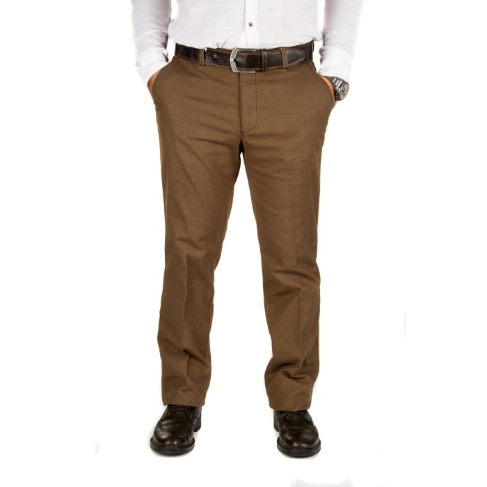 Erkek Kışlık Kahve Panemara Cotton Likrali Gabardin Keten Pantolon