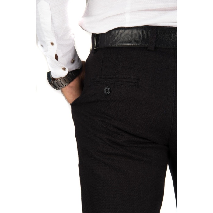 Erkek Siyah Panemara Keten Pantolon