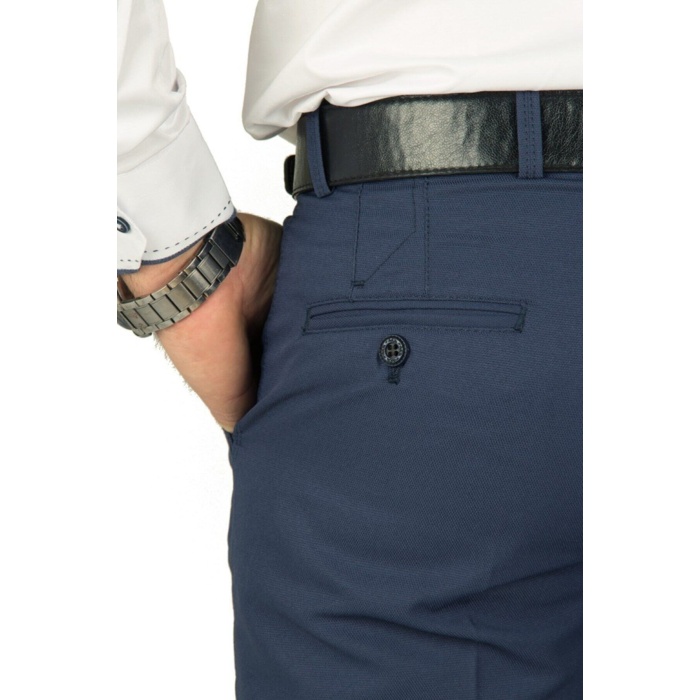 Erkek Armüllü Koyu Indigo Keten Pantolon(8) Erkek Klasik Pantolon