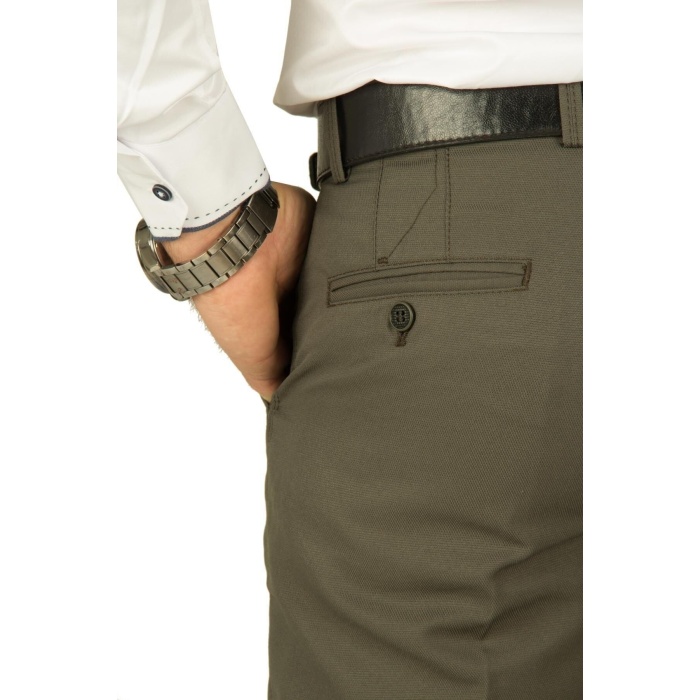 Erkek Armüllü Haki Keten Pantolon(3)erkek Klasik Kesim Baba Pantolon