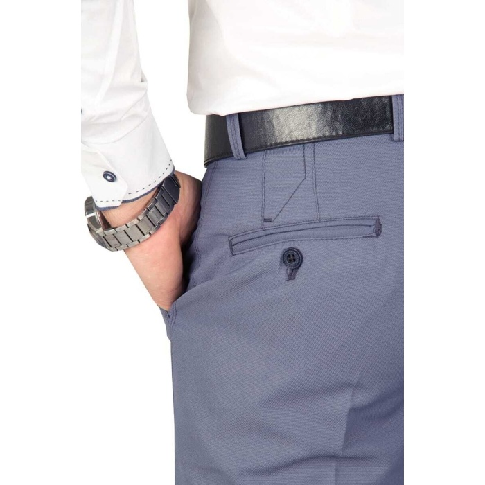 Erkek Armüllü Indigo Keten Pantolon(7)erkek Klasik Kesim Boru Paça Pantolon