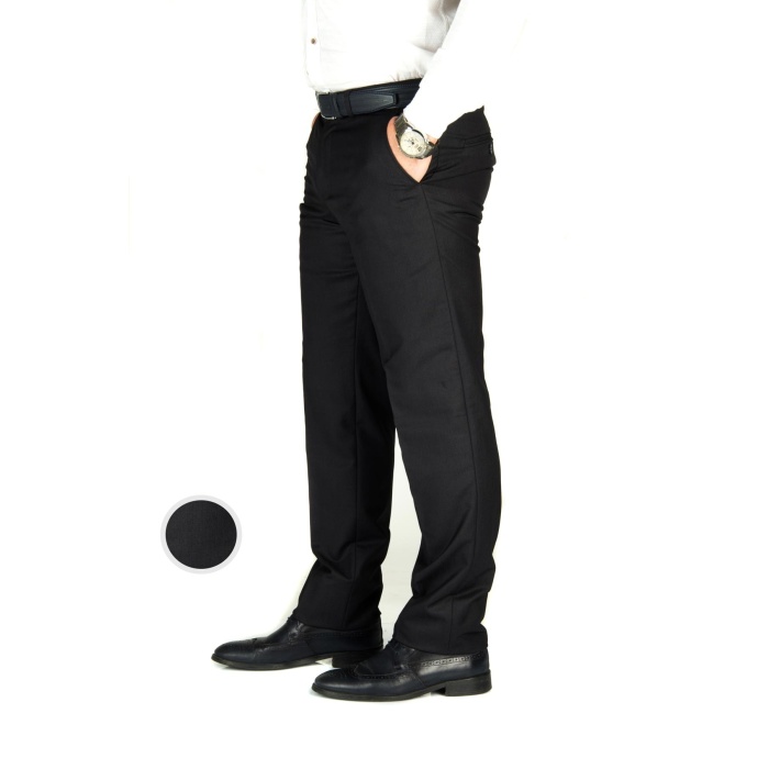 Erkek Siyah Cotton Regular Fit Kumaş Pantolon (black)