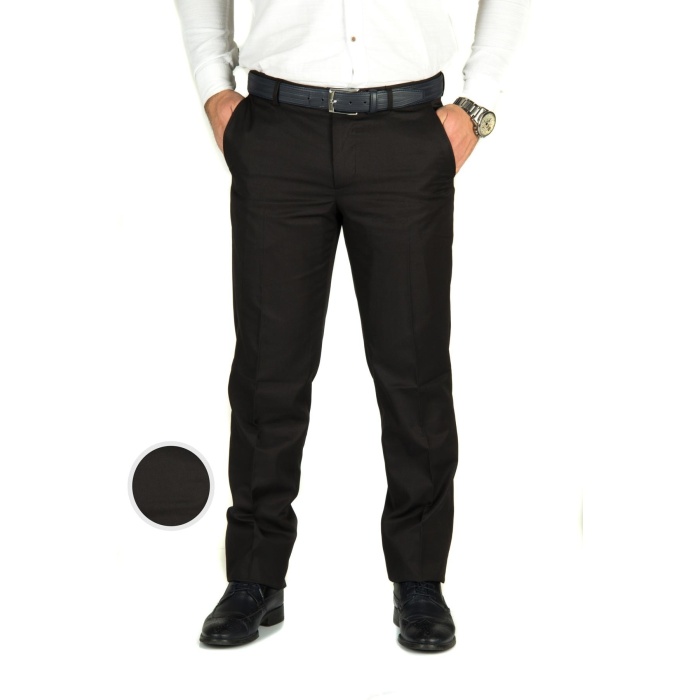 Erkek Siyah Cotton Regular Fit Kumaş Pantolon (black)