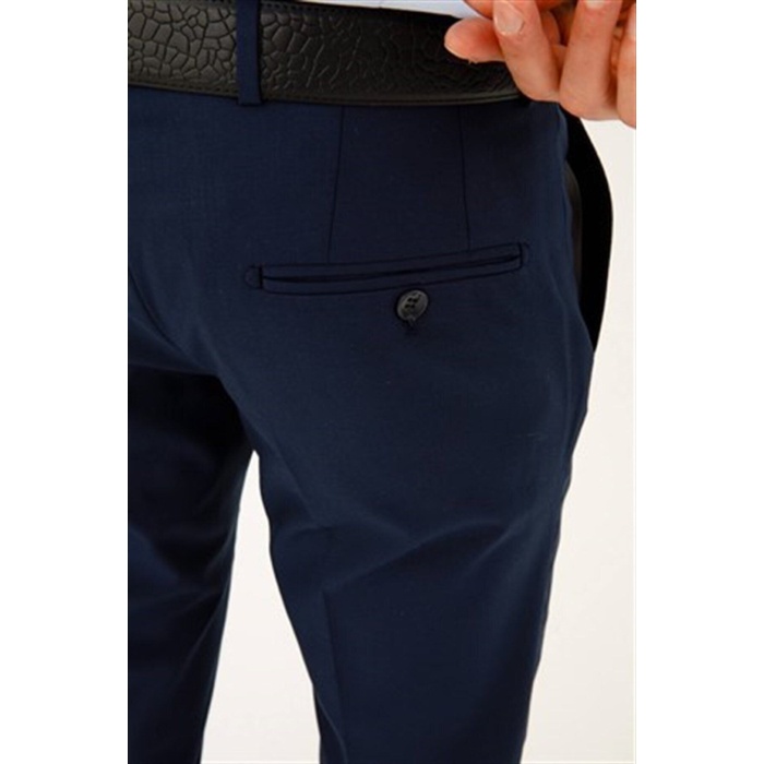 Erkek Lacivert Poliviskon Kumaş Pantolon(PAMUKLU LİKRALİ)