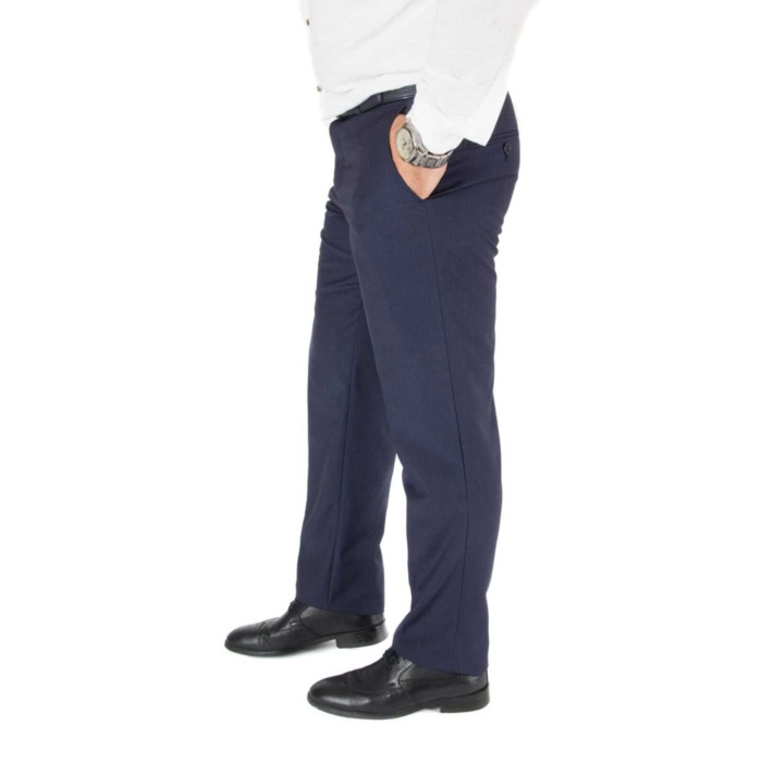 Lacivert Kendinen Desenli Cotton Poliviscon Kumaş Pantolon