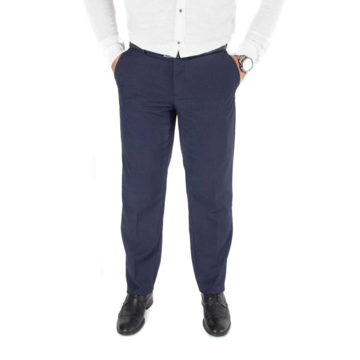 Lacivert Kendinen Desenli Cotton Poliviscon Kumaş Pantolon