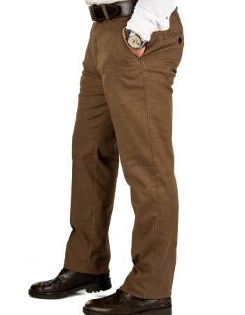 Erkek Kışlık Kahve Panemara Cotton Likrali Gabardin Keten Pantolon