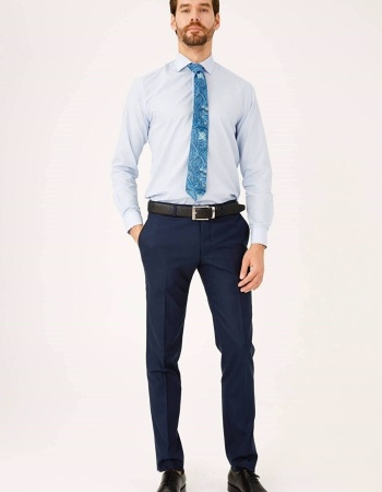 Erkek Lacivert Poliviskon Kumaş Pantolon(PAMUKLU LİKRALİ)