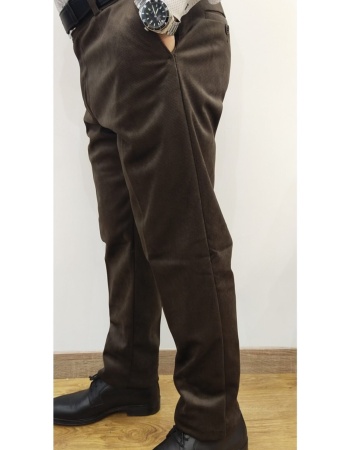 Erkek Kahverengi Fitilli  Klasik Lüks Kadife Pantolon