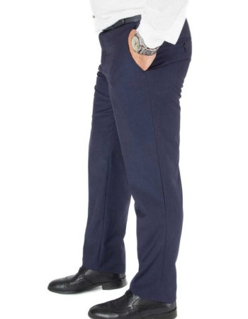 Lacivert Kendinen Desenli Cotton Poliviscon Kumaş Pantolon