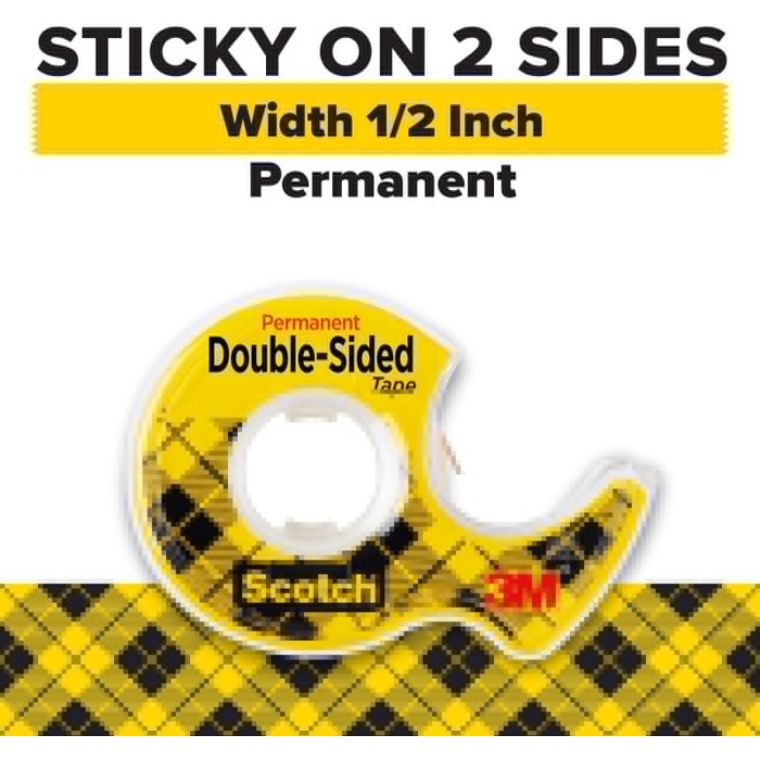 Scotch Dispenserli Çift Taraflı Astarsız Bant, Dar Genişlik, Tutma İçin Tasarlanmış, 1.28 X 250 İnç (136)