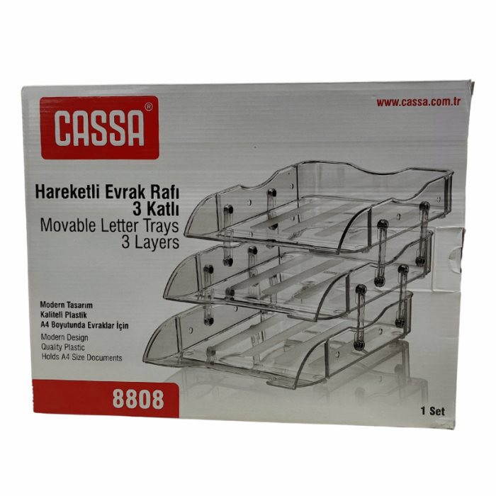 Cassa 3 Lü Evrak Rafı Hareketli Şeffaf 8808