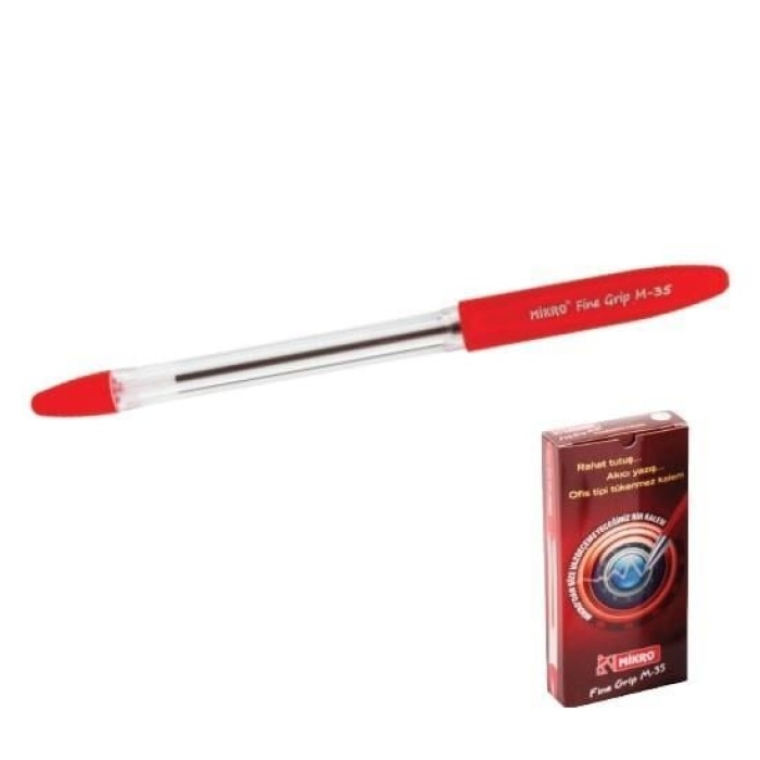 Mikro M-35 Fine Grip | Ofis Tipi Kırmızı Tükenmez Kalem