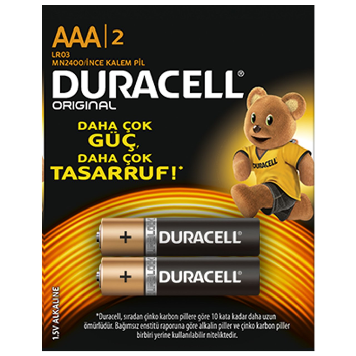 Duracell Alkalin İnce Kalem Pil (aaa) 2li